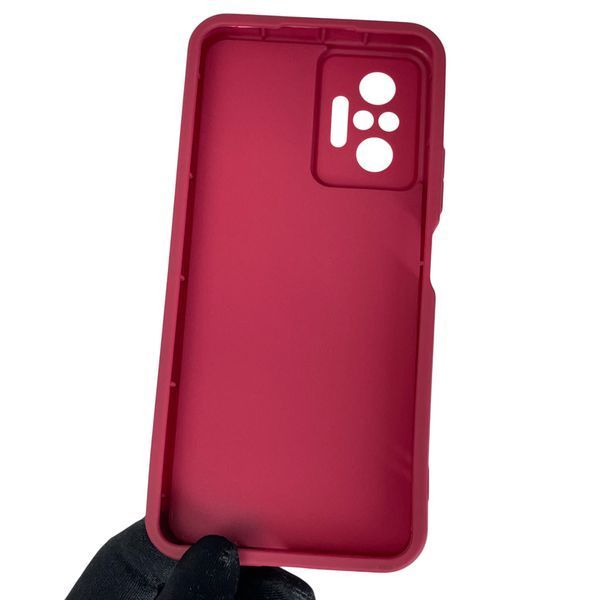 Чехол силиконовый Soft Touch с 3D принтом милый мишка для Xiaomi Redmi Note 10 Pro 4G бордовый (Полная защита камеры) 0044859 фото