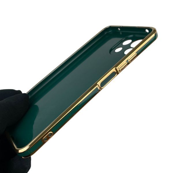 Чохол для Xiaomi Mi 11 Lite з кільцем-підставкою із золотою окантовкою на сяомі мі 11 лайт темно-зелений gs1 0020755 фото