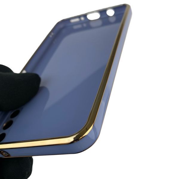 Чехол для Samsung Galaxy A7 2018 SM-A750 с кольцом MagSafe с золотой окантовкой на самсунг а7 2018 синий gs1 0022409 фото