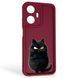 Чехол силиконовый Soft Touch с 3D принтом злой котик для Realme C55 бордовый (Полная защита камеры) 0046972 фото 1
